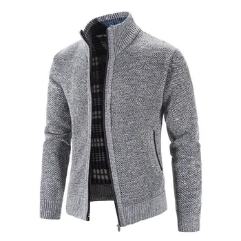 New Arrival Knitted Sweater Men Spring Autumn Casual Fleece Cardigan Men Sweaters Coats Solid Color Plus Size 3XL 5 Colors 1