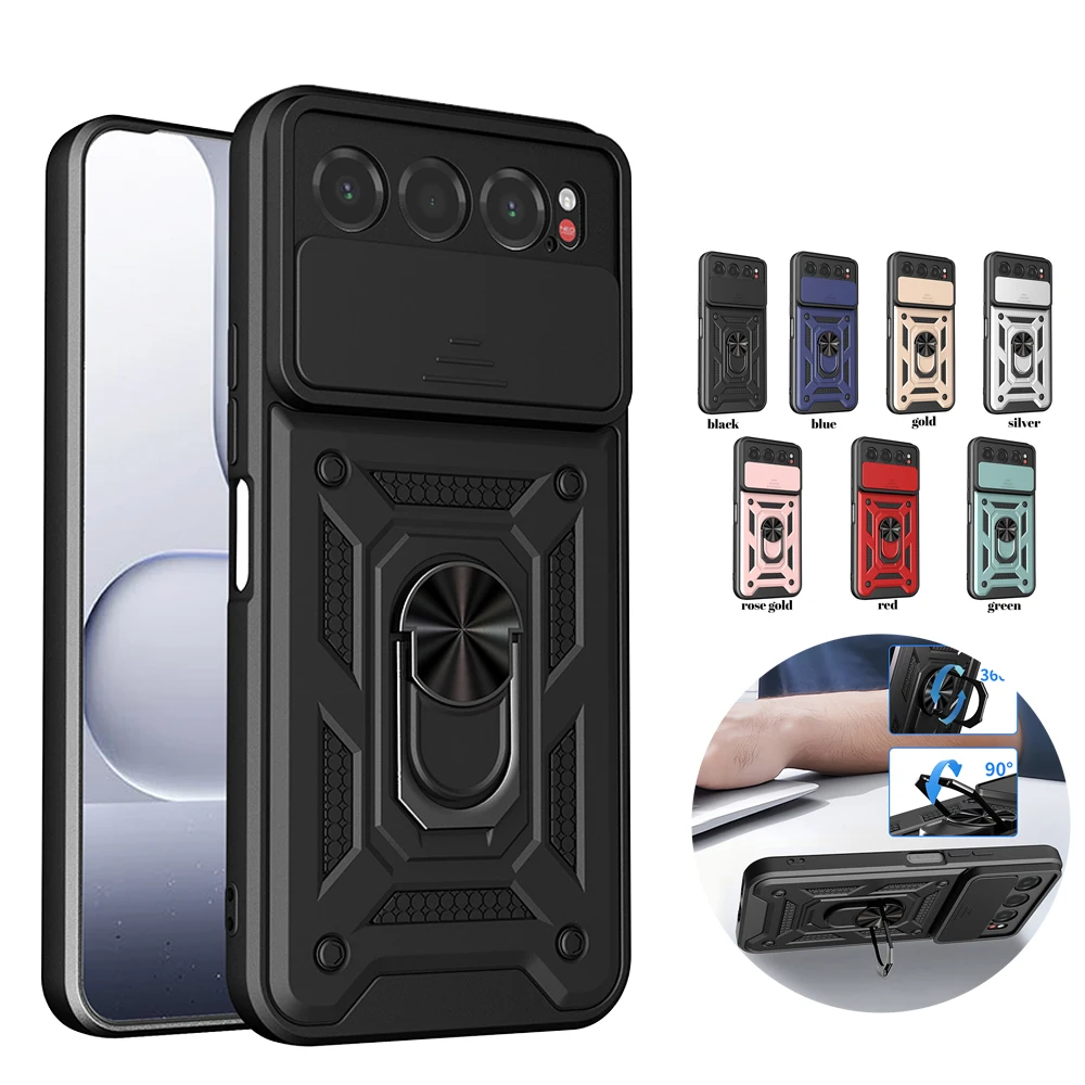 Premium Protective Phone Case with Slide Camera Cover & Ring Kickstand