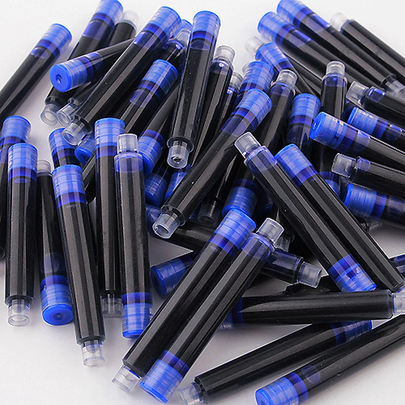 50PCS 3.4/2.6mm  Pure Blue Ink Blue Black Red Ink Sac Ink Supplies for Students Positive Posture Practice Calligraphy Pen