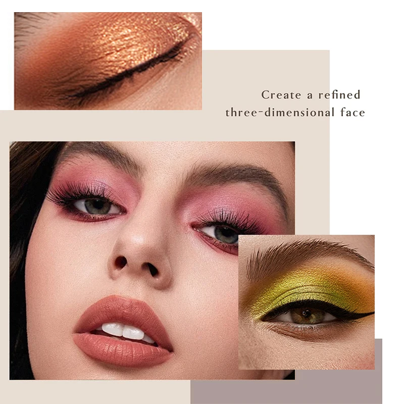 Monochrome Fashion Shimmer Glitter EyeShadow Makeup Pigment Pearlescent Brightening High Light Powder Eyeshadow Lasting Cosmetic 5