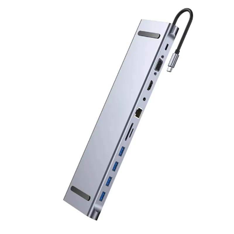 USB3.0 알루미늄 합금 멀티 인터페이스 허브 익스텐더 RJ45 네트워크 포트 오디오 도킹 스테이션 PD 100W 컴퓨터 노트북 데스크탑용
