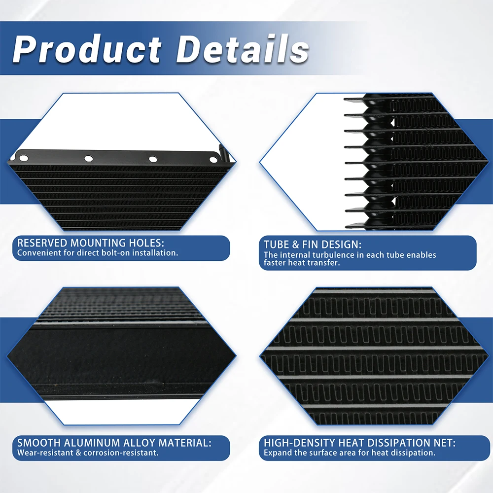 Universal 14-Row Automatic Transmission Oil Cooler – Aluminum Oil Cooling Radiator for Cars, Trucks, SUVs & Performance Vehicles 4