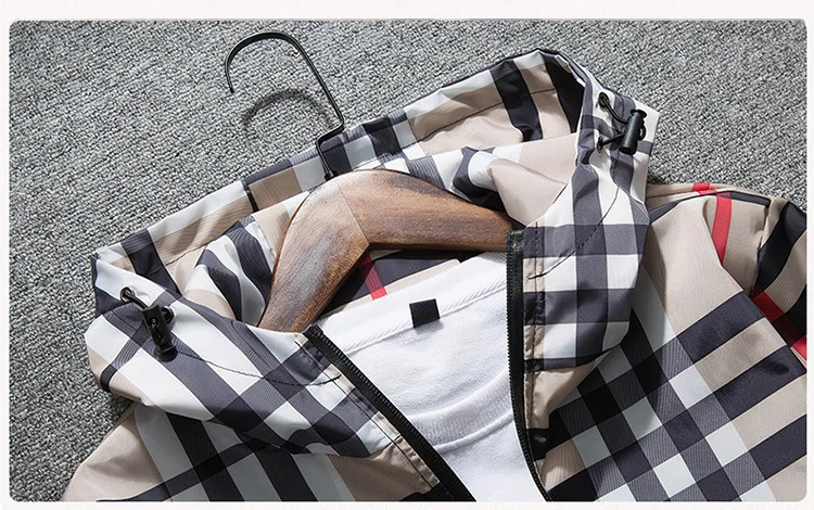 Plaid Striped Hooded Coat Fashion Casual Quality Fabric Breathable Comfortable Durable Standard Crisp Version Show Tall Thin 18 Plaid Striped Hooded Coat Fashion Casual Quality Fabric Breathable Comfortable Durable Standard Crisp Version Show Tall Thin