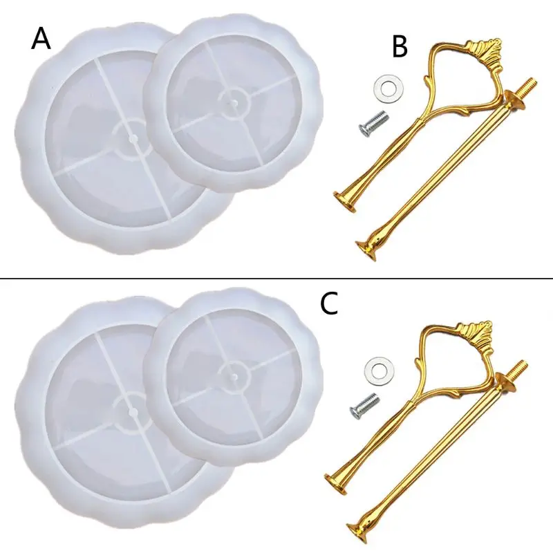 

Vintage Metal 2 Tier Cake Fruit Food Plate Stand Resin Casting Mold Fruit Disc Big Plate Fruit Tray Mold Art Craft