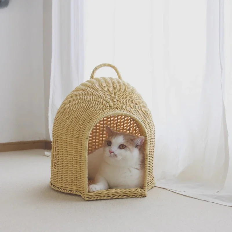 

Large Bed for Cats Handmade Imitation Vine Cat's House Comfortable Breathable Litter for Cat Grasp Non-stick Hair Pet Products