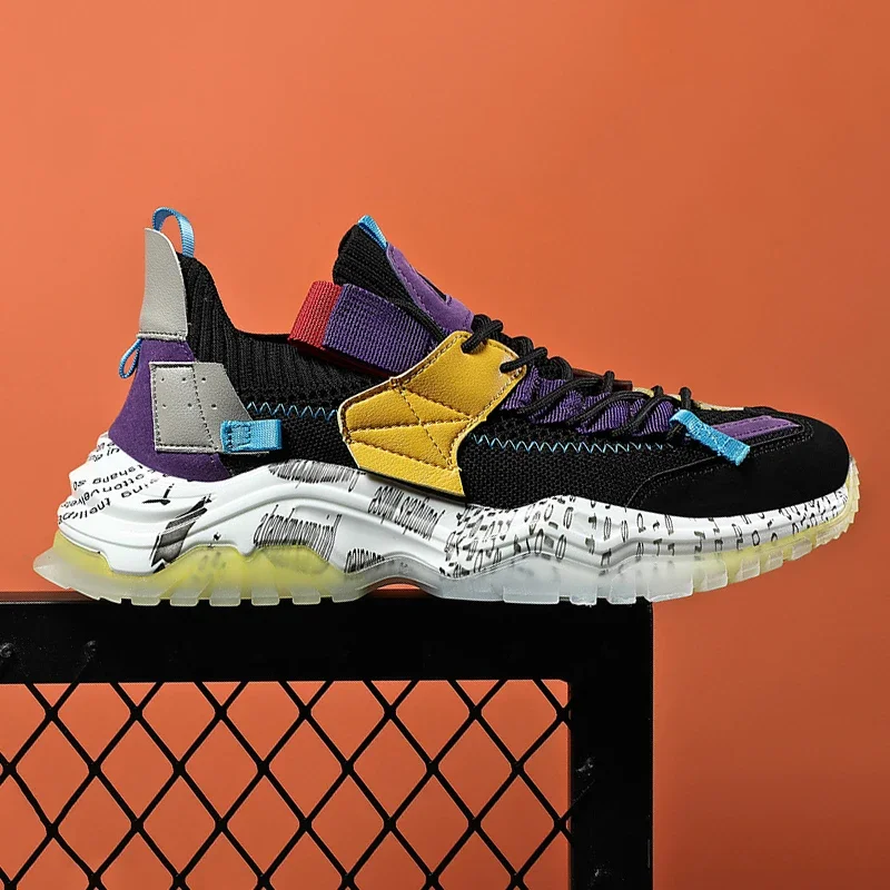 

2023 Men's Sneakers Casual Shoes Flying Woven Breathable Sports Comfortable Running Elastic Non-slip Vulcanized Shoes Male Shoes