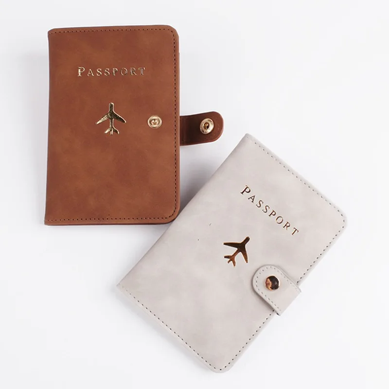 

2023 Brown Grey Passport Cover Simple Women Men Travel Wedding Passport Covers Holder Fashion Card Holder Wallet Pouch
