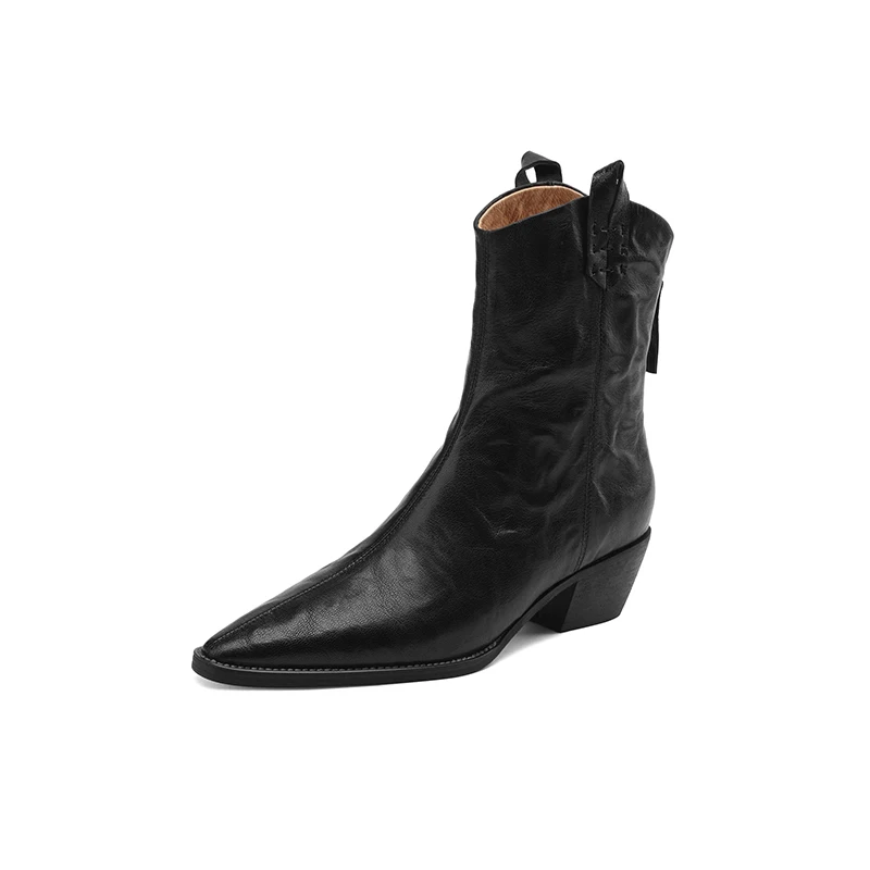 

2023 new Autumn winter Women ankle boots natural leather 22-25cm pigskin+sheepskin modern boots fashion back zip chelsea boots