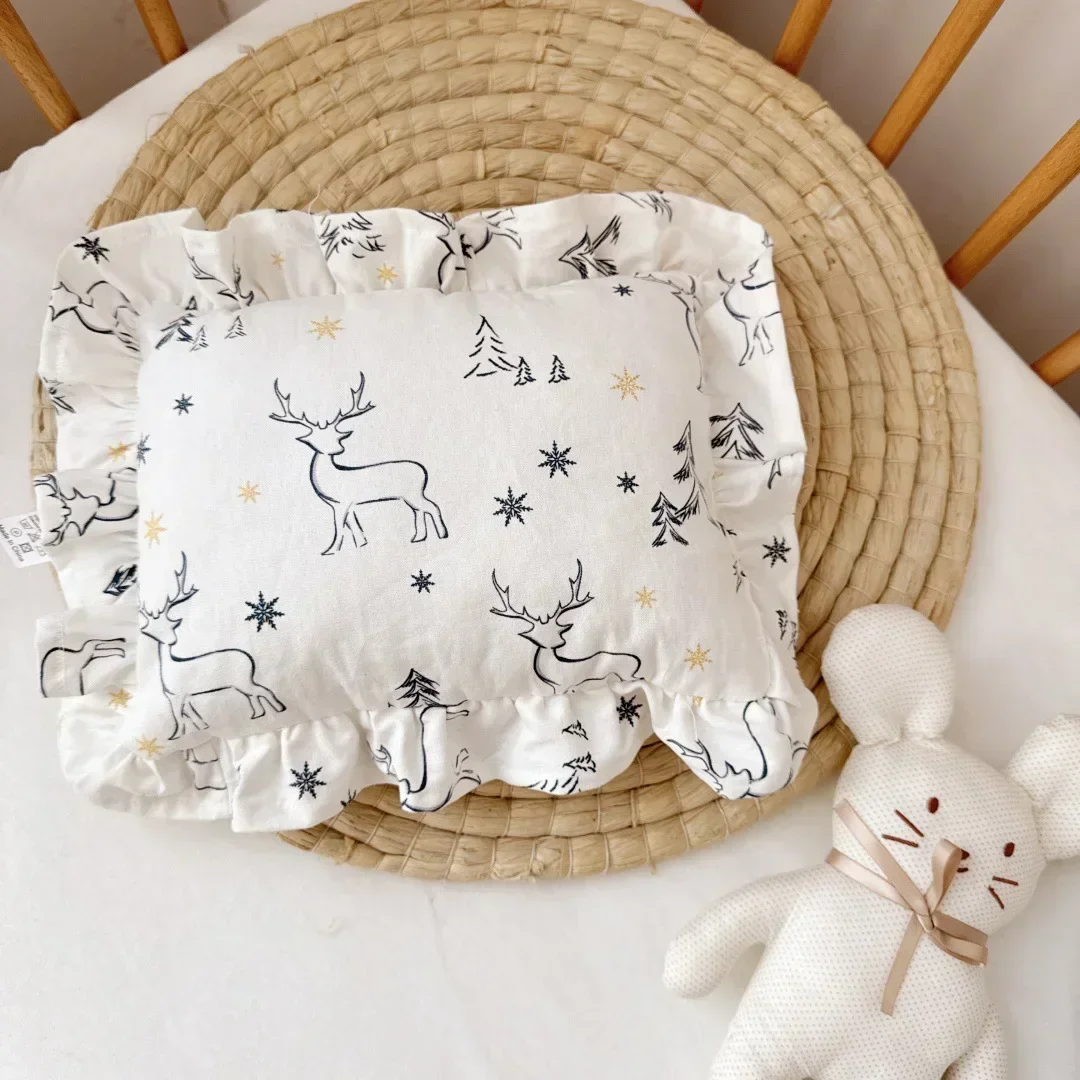 Nordic Style Cotton Baby Small Pillow 28x34cm with Ruffles Muslin Kids Cushion Baby Newborn Bedding Pillows Cushions Room 4
