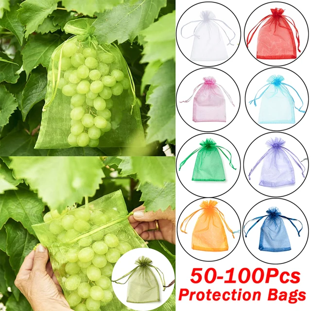 50-100Db Szőlőzsákok Kerti Termesztési Táska Növényi Edényekhez Madárgátló Hálózsák Zöldségfélék Védelme Kiegészítők