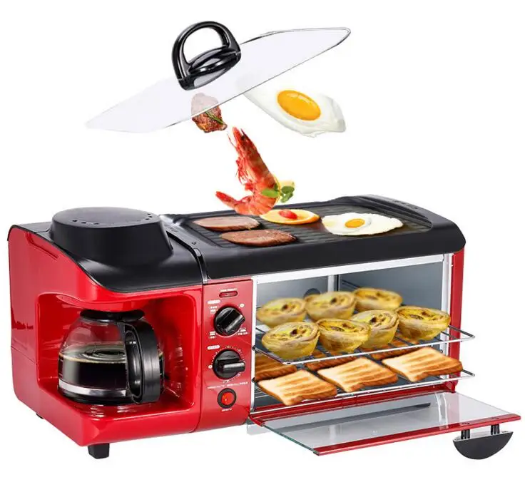 Multi-Functional Bread Toaster Oven Electric Breakfast Maker Coffee Machine Omelette Household 3 in 1 Breakfast Machine Toaster