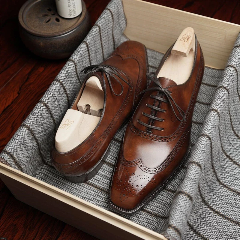 Men's Shoes Free Shipping Brown Dress Men's Shoe Men's Handmade