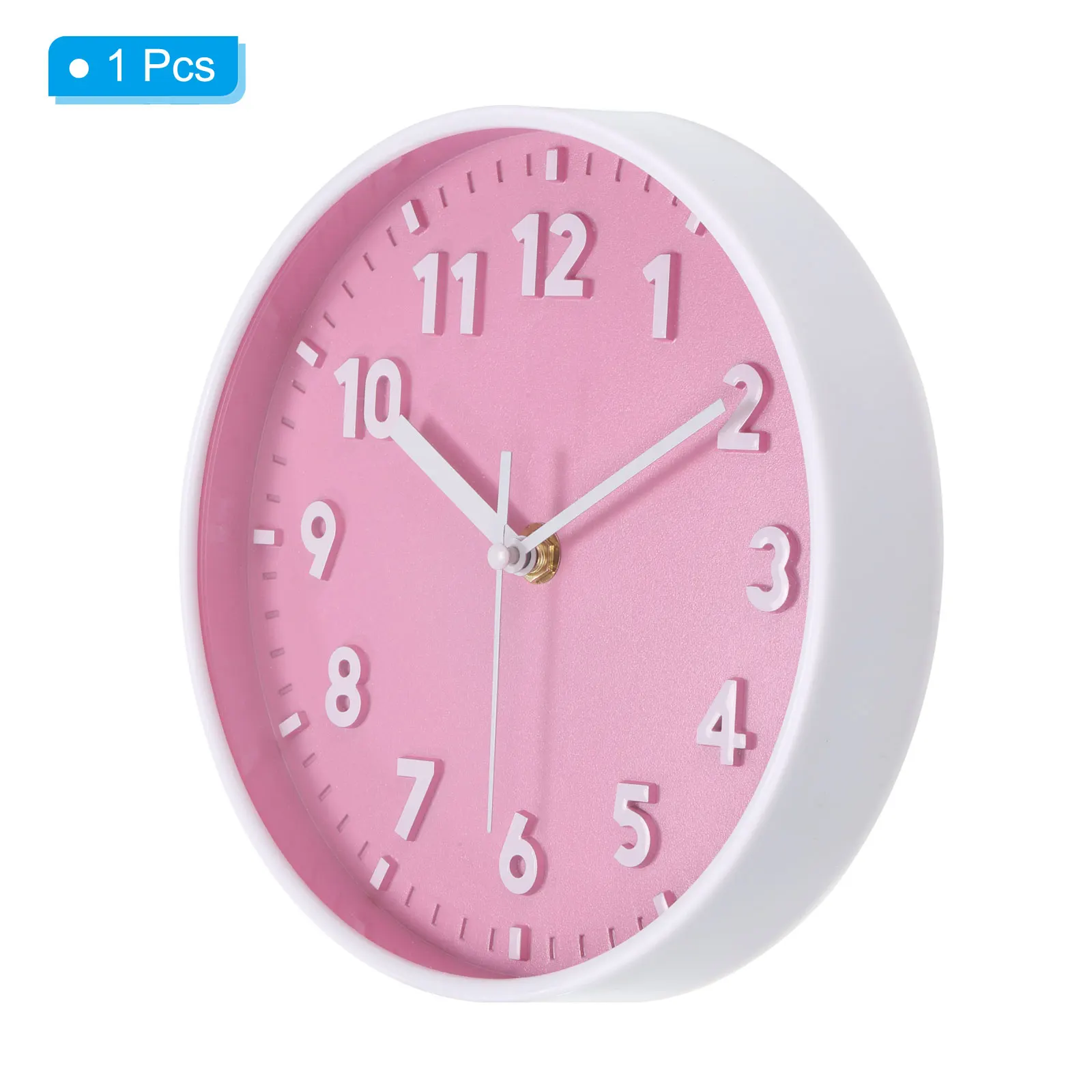 8-Inch 3D Number Wall Clock – Silent Quartz, Non-Ticking, Battery Operated, Decorative Pink 2