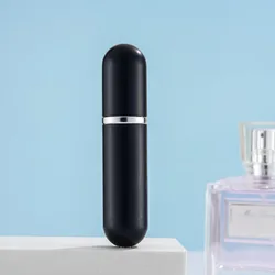 Compact Refillable Perfume Atomizer - 5ml Portable Aluminum Spray Bottle (Black)