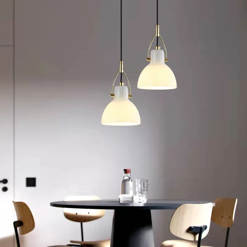 

Modern White Glass E27 Pendant Lights Gold Metal Kitchen Dining Room Bedside Luminaire Hanglamp Rotary Adjustment Dropshipping