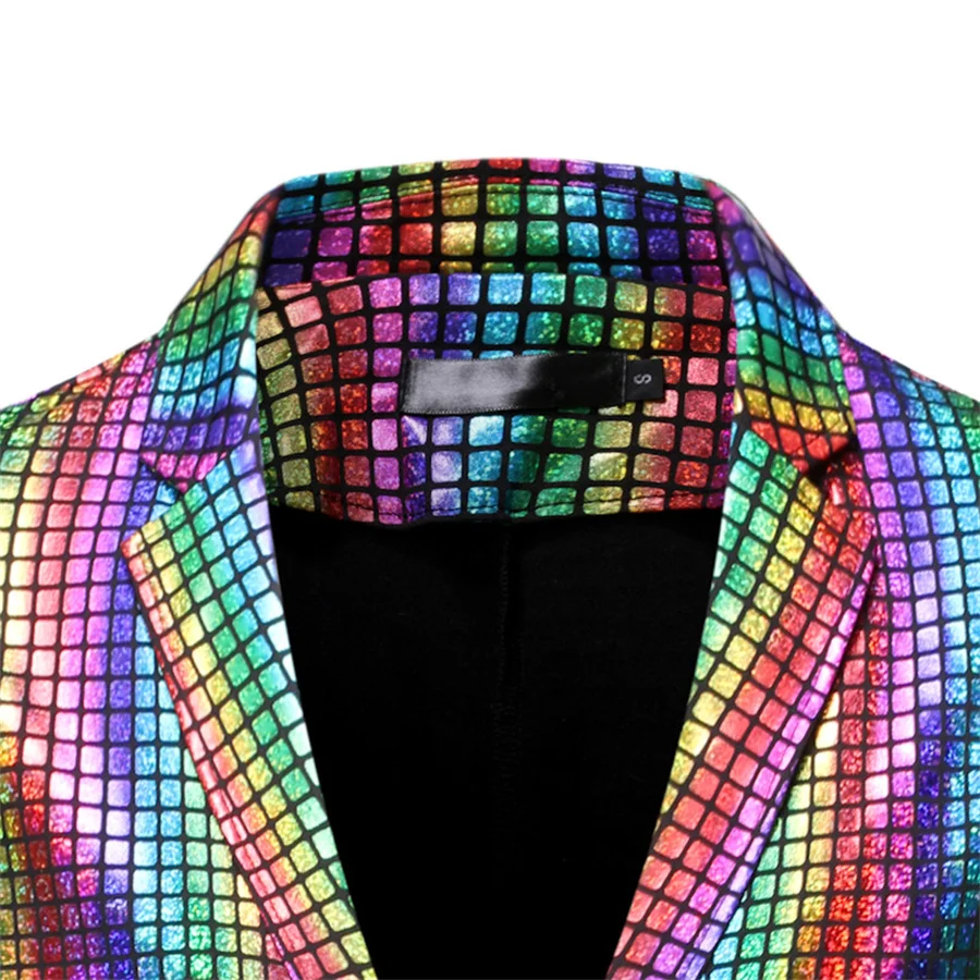 Suit Rainbow Jacket Mens Mens Stage Prom Suits Rainbow Plaid