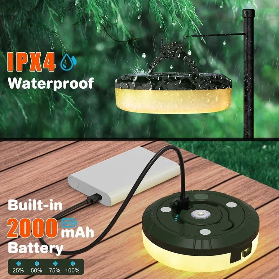 Camping Light Solar USB Rechargeable LED Tape Measure String Lights RGB Warm Color For Picnic Camping 10M Restaurant Tent Decoration