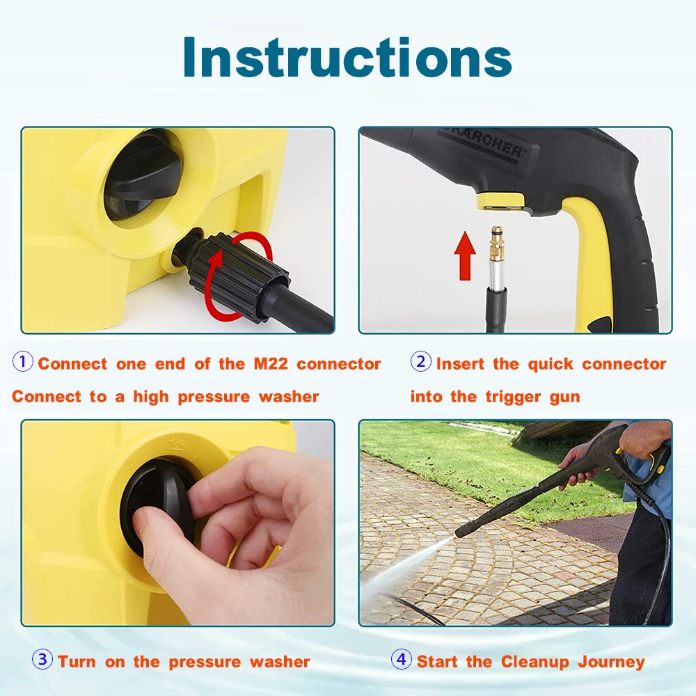 High Pressure Replacement Hose Extension Pressure Washer Hose Quick Connector Hose for Karcher K2 K3 K4 K5 K6 K7 Hose Connector 5