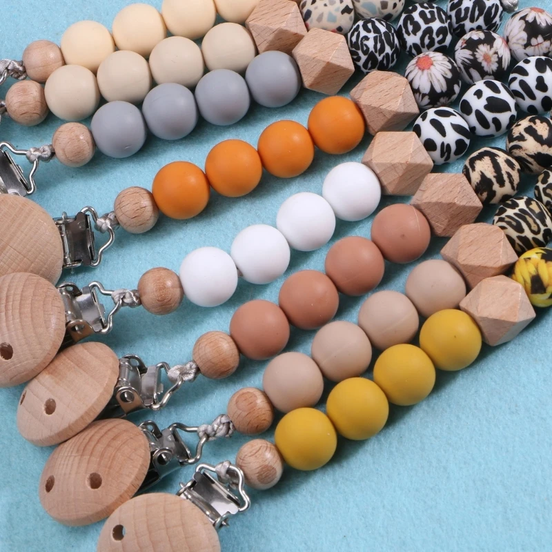 Printed Bead Pacifier Clip Infant Antidrop Teether Baby Oral Product
