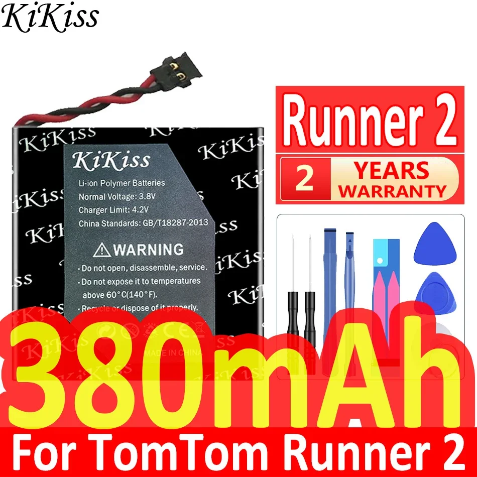 380Mah Kikiss Potente Batteria 332824 Per Tomtom Runner 2 Runner2 Smartwatch