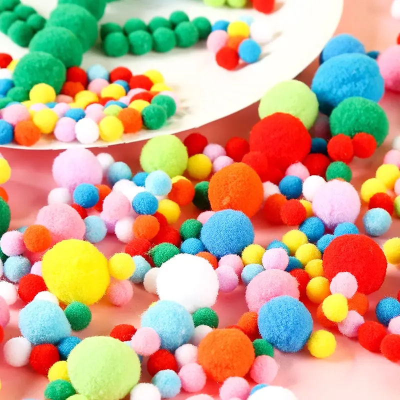 50-300Pcs 0.8-3cm Mixed Pom Poms Craft Mini Small Pompom Fur Balls for Kid Creative Toys DIY Craft Decor