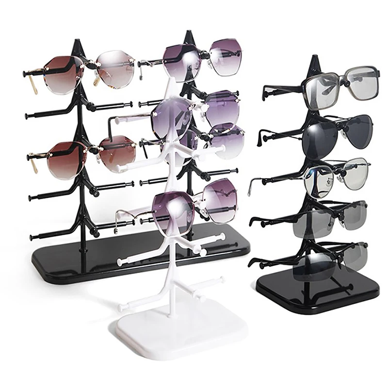 

Plastic Glasses Display Stand Detachable Eyeglasses Organizer Rack Can Hang 5 Pcs Glasses Home Organizer Space Saving Shelf
