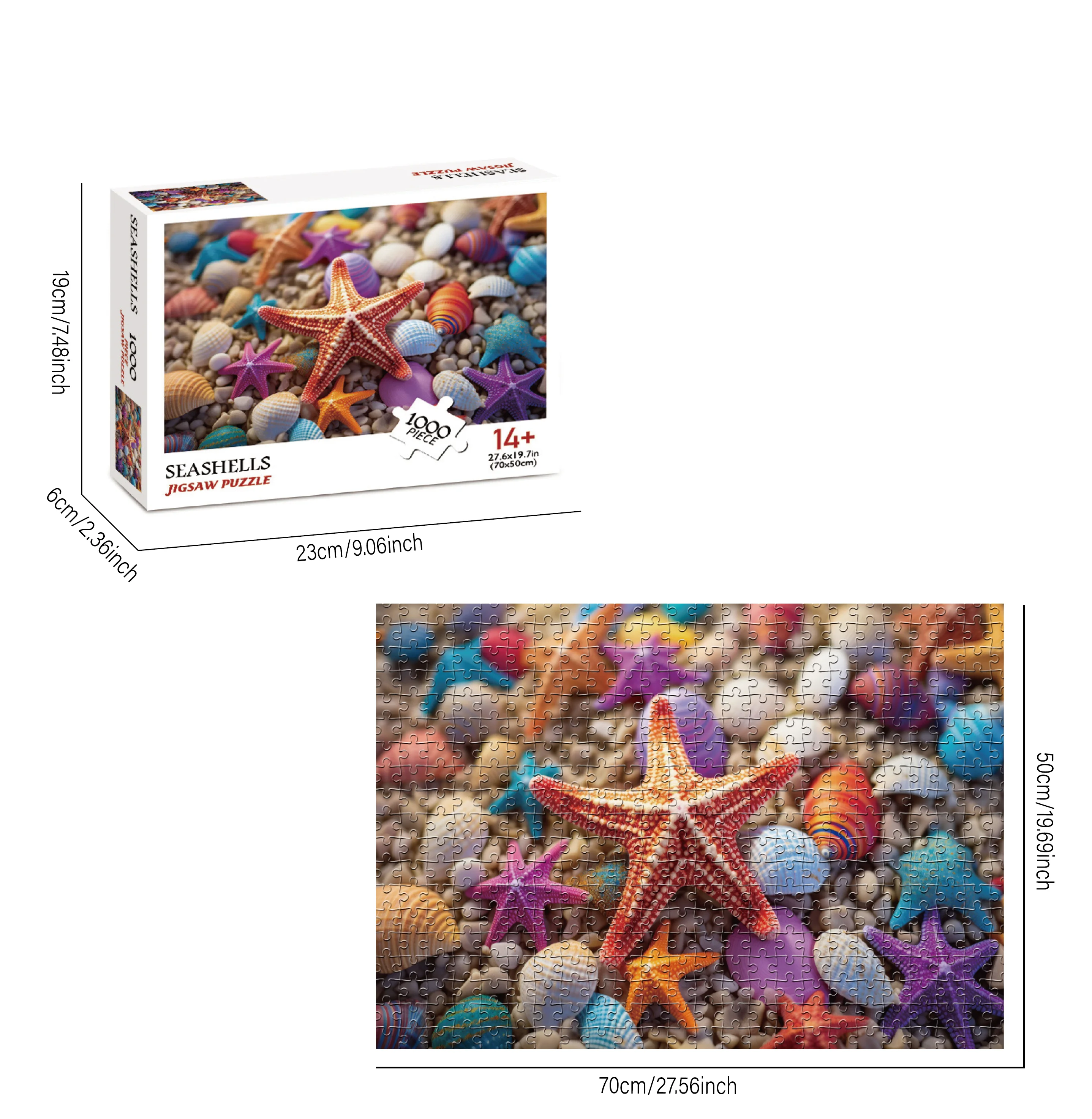 1000 Pieces Seashells Jigsaw Puzzles for Adults Home Decor Games Family Fun Floor Puzzles Educational Toys for Kids