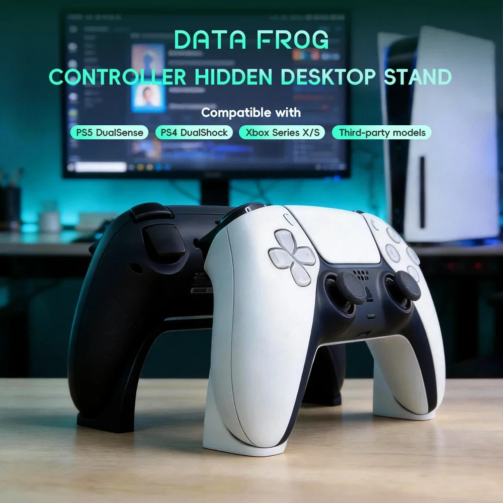 데이터 프로그 유니버설 컨트롤러 홀더 (PS5, Xbox One, PS4 호환), 미니멀리스트 게임패드 스탠드 (책상용), 데스크탑 컨트롤러 디스플레이 독