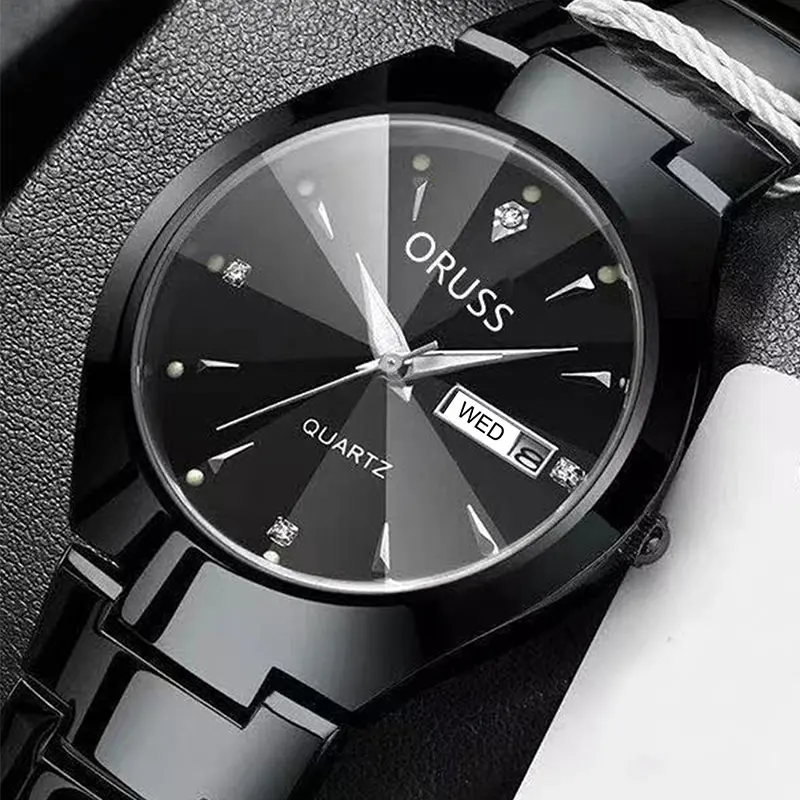 ORUSS Hot Brand Men's Watch High Quality Stainless Steel 30M Waterproof Luminous Pointer Week Calendar Man Original Quartz Watch 4