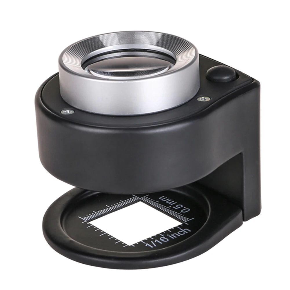 Optical Glass Lens Magnifier 30X 6 LED Full Metal Folding Linen Tester Loupe