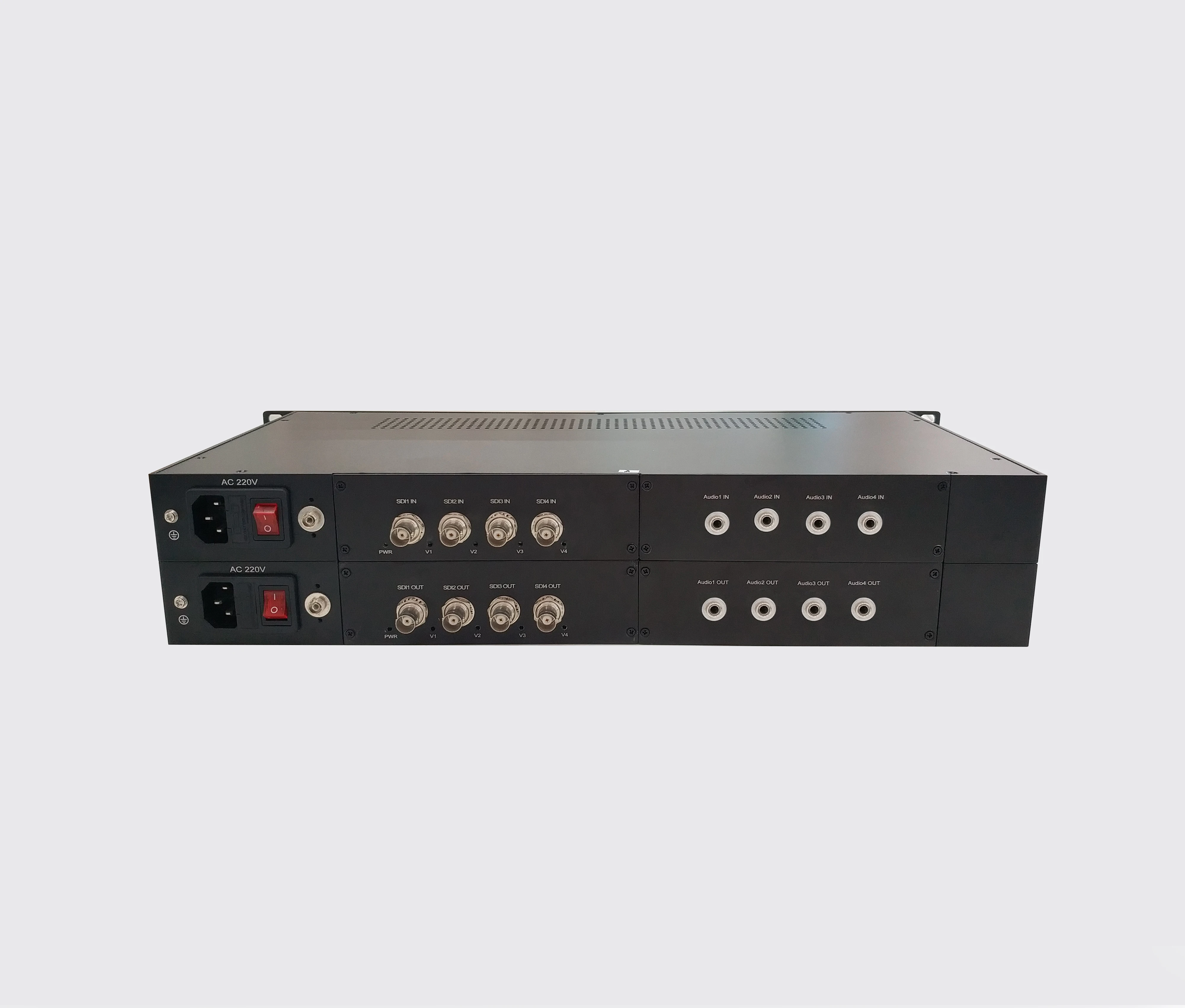 fiber to sdi converter 4 channels 3g-sdi video/3.5mm audio over single fiber FC/ST Connector 20KM