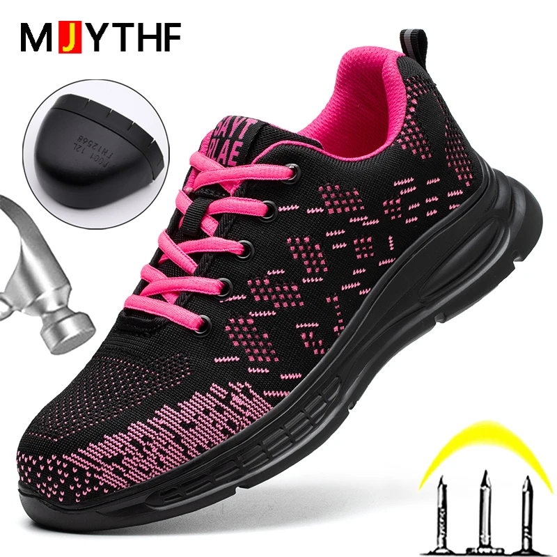 Breathable Lightweight Work Sneakers For Women Men Safety Shoes Anti-smash Anti-puncture Women Protective Shoes Wear-resistant