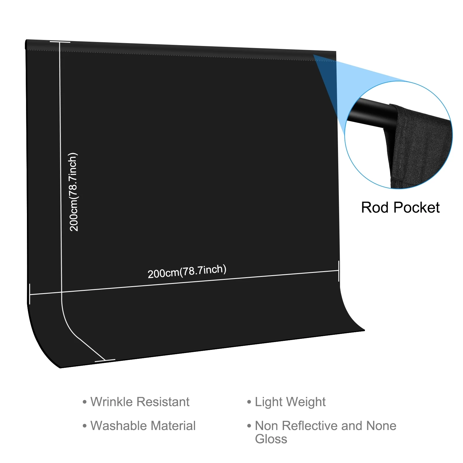 2m x 2m 사진 배경 두께 사진 스튜디오 배경 천 배경 검정/흰색/녹색/빨간색/파란색 순수한 색상