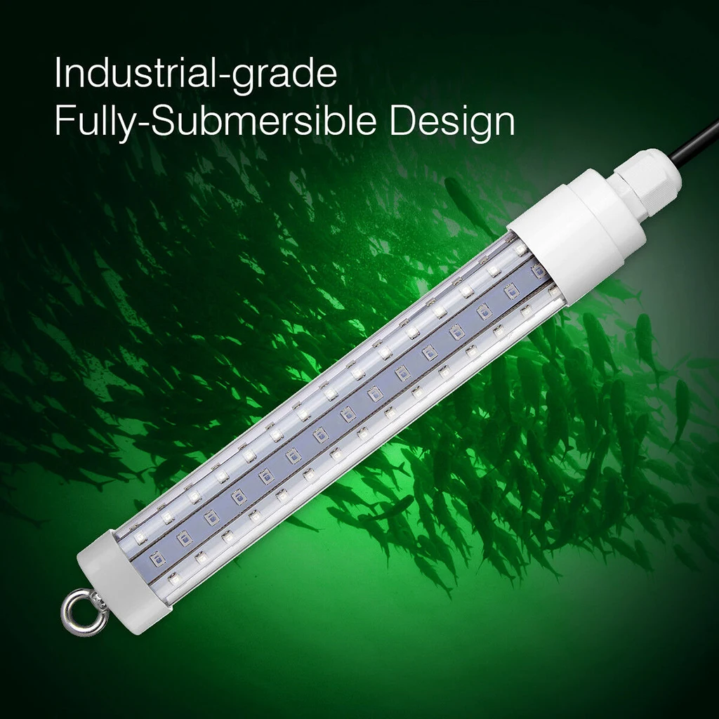 C2 1000LM 6M LED Green Submersible Fishing Light Lamp Torch Deep Underwater Fish Lure Bait Finder Lamp Squid Attracting 12-24V 1pcs mini abs led waterproof fishing bait light squid fishing lures bait deep drop underwater fish lure lamp lights blue white