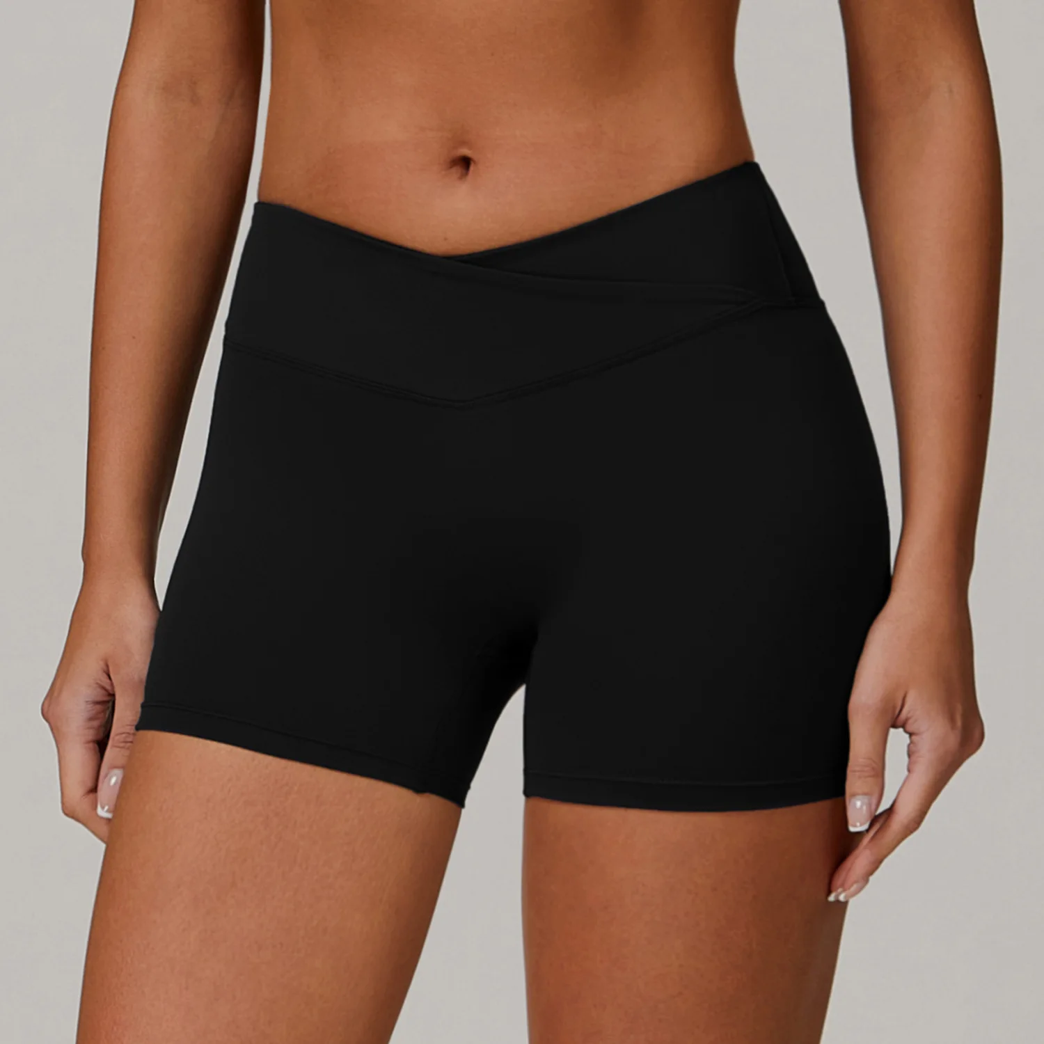 Solid Color Women Fitness Sport Short High Waist Yoga Shorts Fitness Leggings Running Quick-dry Breathable Workout Cycling Short