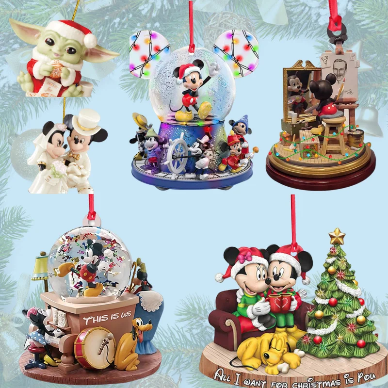 

Disney Микки Маус Творческий мультфильм двусторонняя акриловая Рождественская елка украшения подвеска праздничный товар украшение