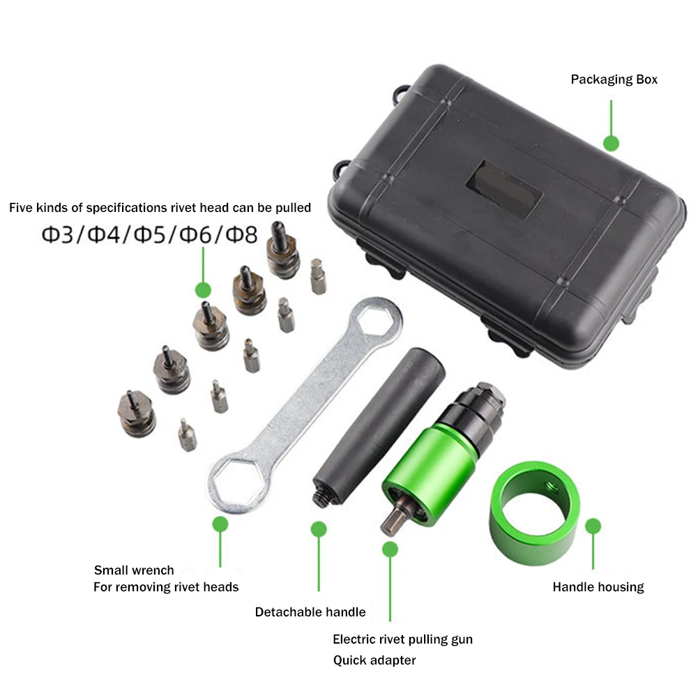 M3~M8 Electric Rivet Gun Rivet Nut Gun Drill Bit Adapter Removable Insert Nut Pull Riveting Tool For Electric Drill/Hand Wrench