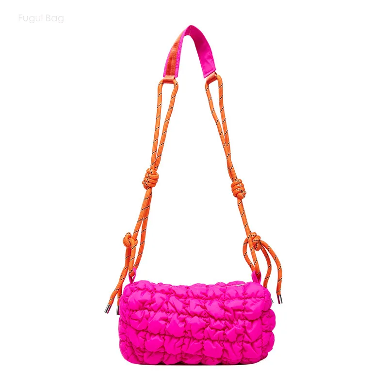 Women's Shoulder Bag Crossbody Underarm Bag Fashionable Solid Color Simple and Versatile Bubble Pillow New Cotton Fabric Cloud
