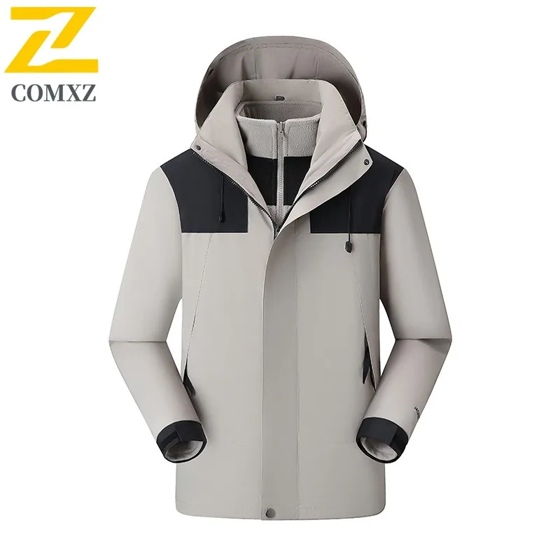 COMXZ Men Outdoor Jacket Comfort Travel Cold Resistant Coat High Quality Hooded Design Hiking Windproof Warm Winter Clothing