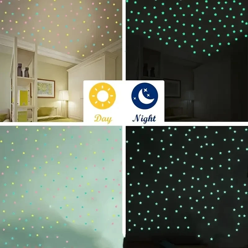 100pcs Luminous Stars Fluorescent Wall Stickers Glow In The Dark Stars Kids Room Ceiling Wall Art Room Decor Home Decoration