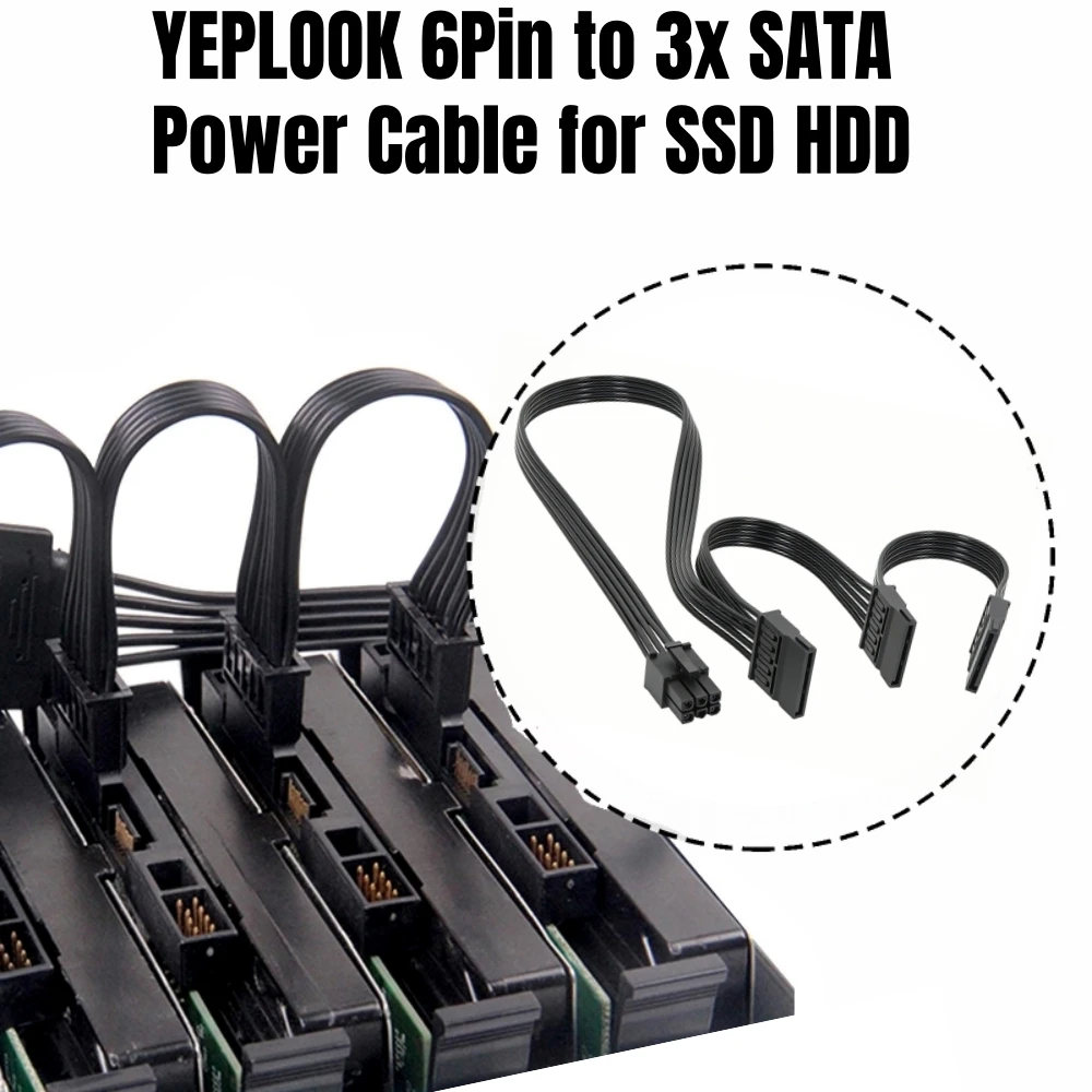 6핀-3x SATA 스트레이트, 코어세어 CX850M, CX750M, CX650M, CX600M, CX550M, CX500M, CX450M, CX430M 모듈러용 SSD HDD 전원 케이블