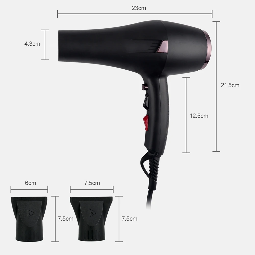 2400W Professional Hair Dryer Hot and Cold Wind Blower Powerful Blowdryer Compact Multifunction 2 Speed 3 Heating Collect Nozzle 2