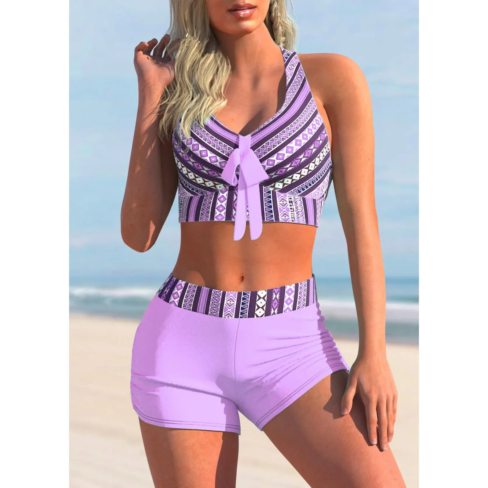 Women’s Striped Bow Bikini 4