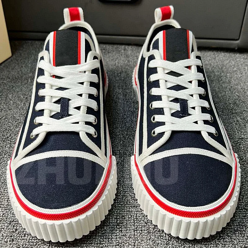 

Man Casual Shoes Spring Autumn 2023 New Canvas Upper Round Toe Mixed Colors Lace Up Flat Shoes Fashion Personality Loafers