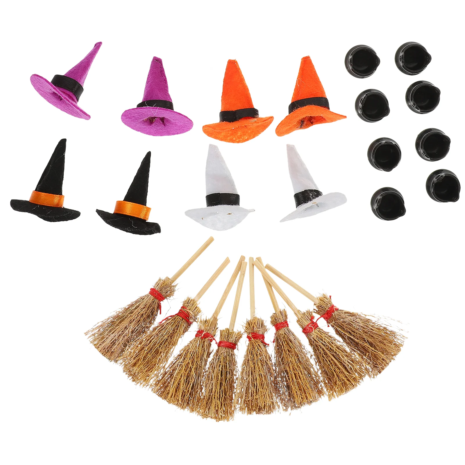 

Halloween Mini Felt Witch Hats sets Wine Bottle Witch Hats Decor DIY Craft for Halloween Party Home Bar Decoration Supplies