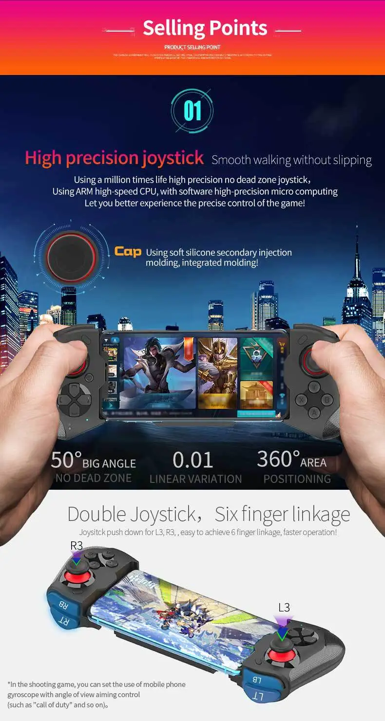 MOCUTE 060 Stretch Double Joystick Wireless Bluetooth Gamepad For Android And Apple 13.4 Mobile Phones