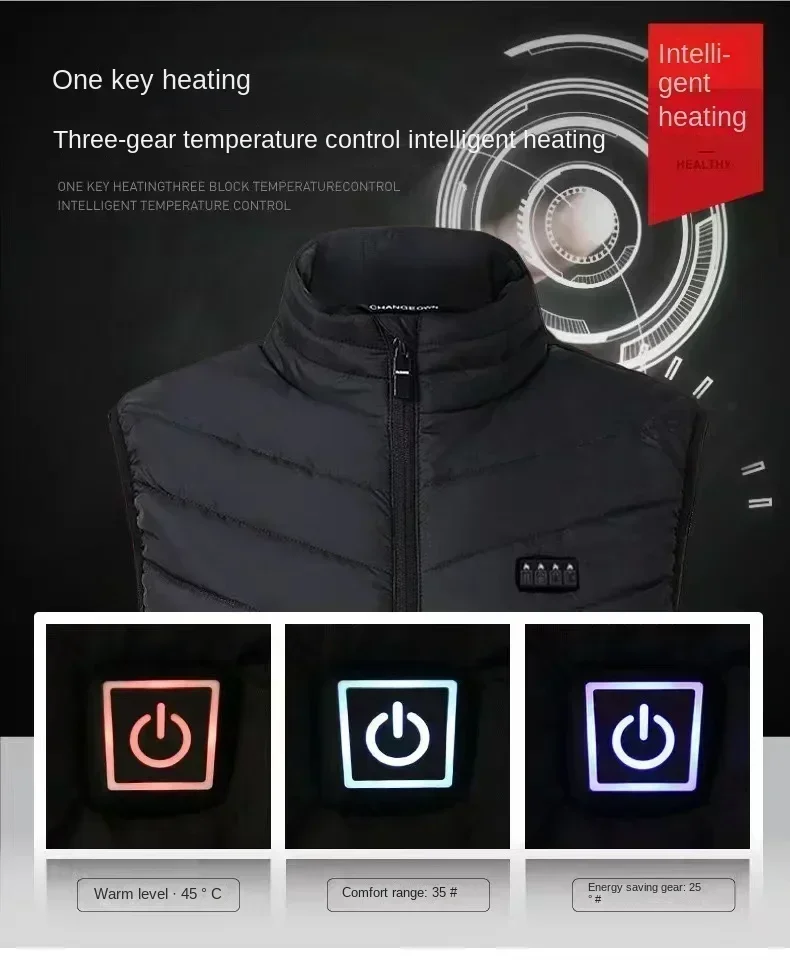 17Areas Heating Vest Men Winter USB Smart Temperature Control