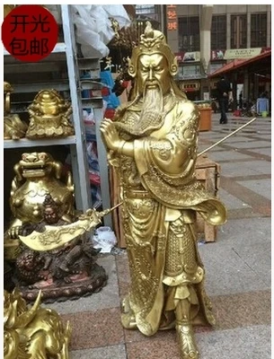 

A copper statue of Guan Gong Guan Gong sword ornaments Fortuna Wu high 1 m large