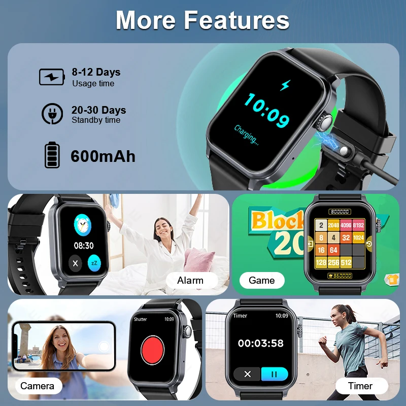 LIGE 1.83" Make Answer Call Smartwatch Men Women Wristwatch 600mAh Battery Fitness Message Alerts Smart Watch For Xiaomi Huawei