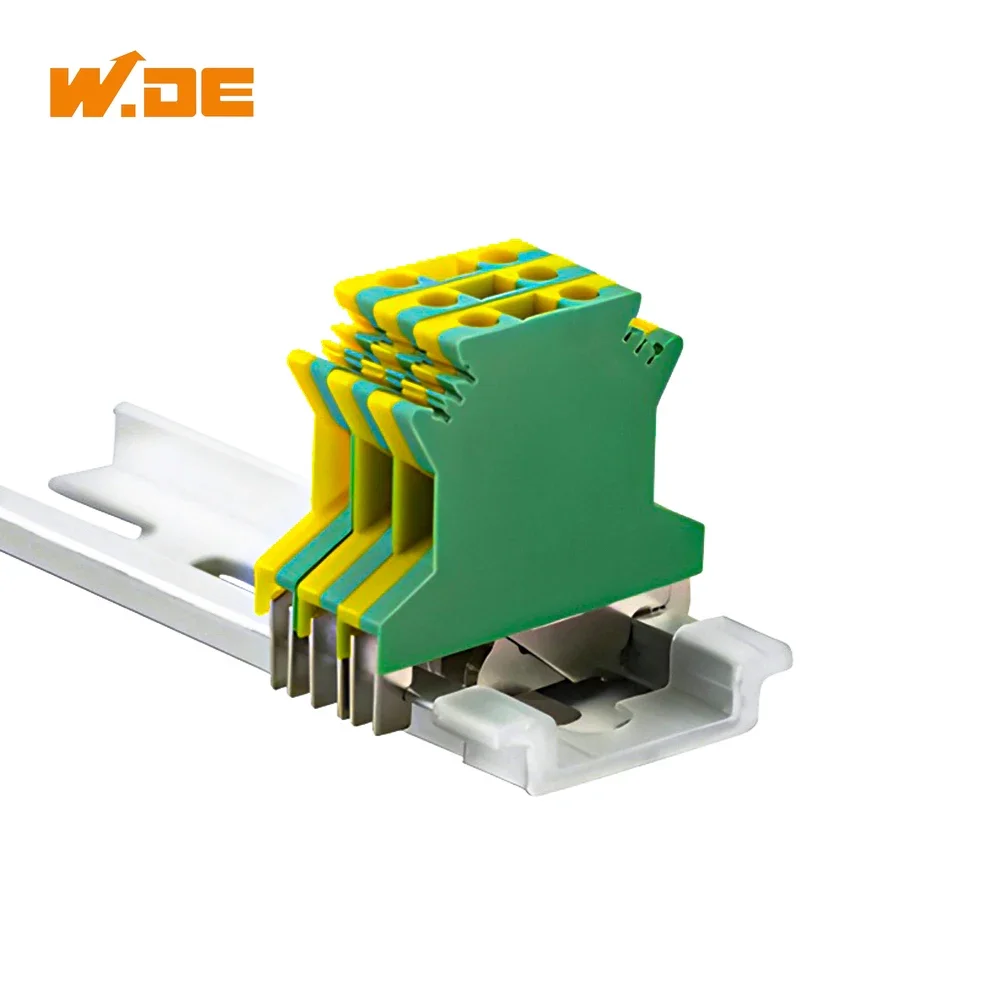 Din rail terminal block wire connectors 10Pcs USLKG-2.5N PE Din Rail Terminal Blocks Ground Universal Connector Screw Wire Conductor